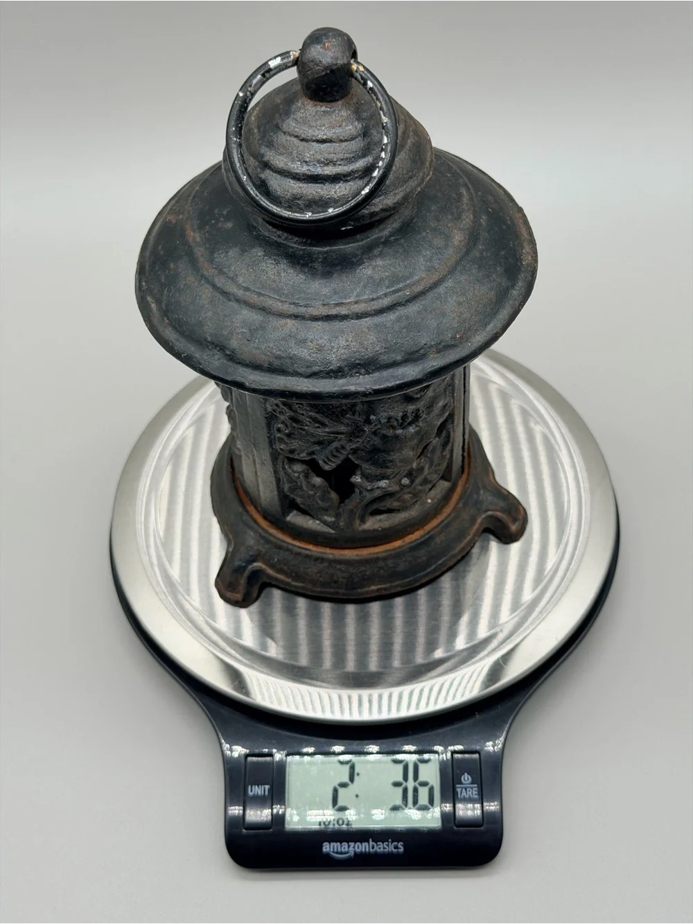 Vintage Japanese Cast Iron Pagoda Lantern Butterfly Whimsigoth MCM Garden 6.5